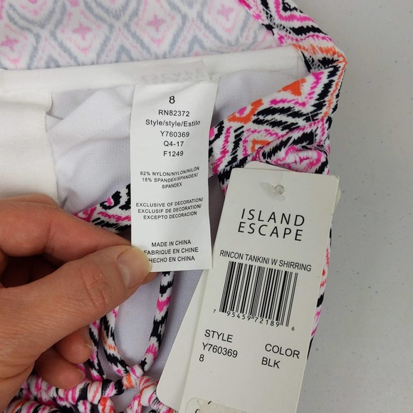 Island Escape 8 Pink Rinconi Shirred Tankini - Picture 4 of 5